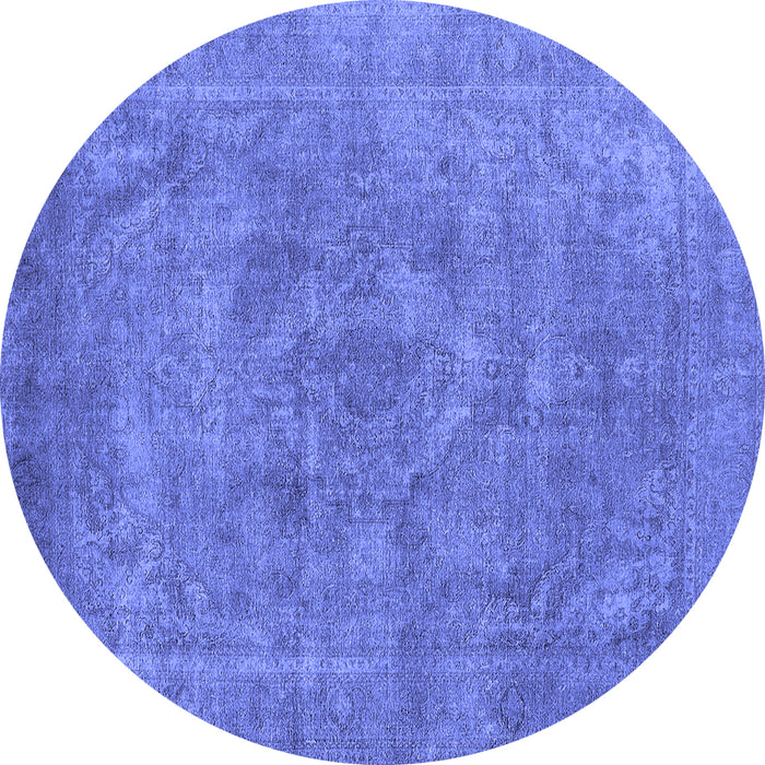 Round Oriental Blue Industrial Rug, urb1807blu