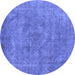 Round Oriental Blue Industrial Rug, urb1807blu