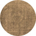 Round Oriental Brown Industrial Rug, urb1807brn