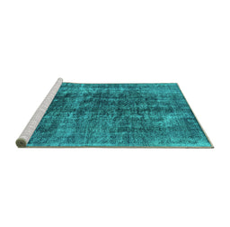 Sideview of Machine Washable Oriental Turquoise Industrial Area Rugs, wshurb1808turq