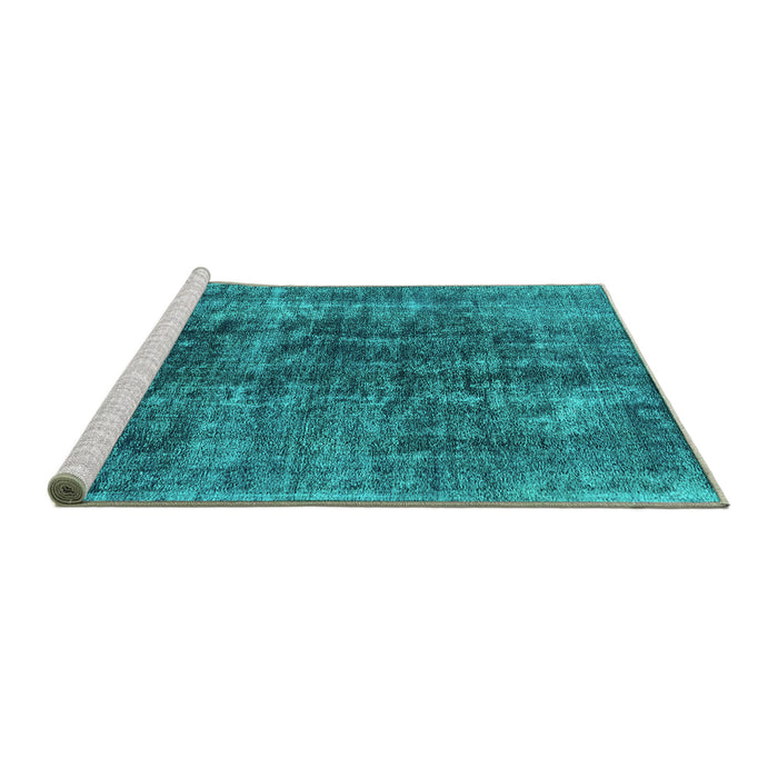 Sideview of Machine Washable Oriental Turquoise Industrial Area Rugs, wshurb1808turq