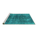 Sideview of Machine Washable Oriental Turquoise Industrial Area Rugs, wshurb1808turq