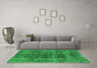 Machine Washable Oriental Green Industrial Area Rugs in a Living Room,, wshurb1808grn