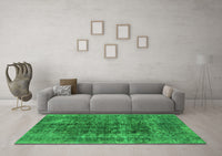 Machine Washable Oriental Green Industrial Rug, wshurb1808grn