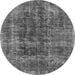 Round Machine Washable Oriental Gray Industrial Rug, wshurb1808gry