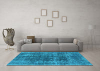 Machine Washable Oriental Light Blue Industrial Rug, wshurb1808lblu