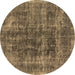 Round Oriental Brown Industrial Rug, urb1808brn