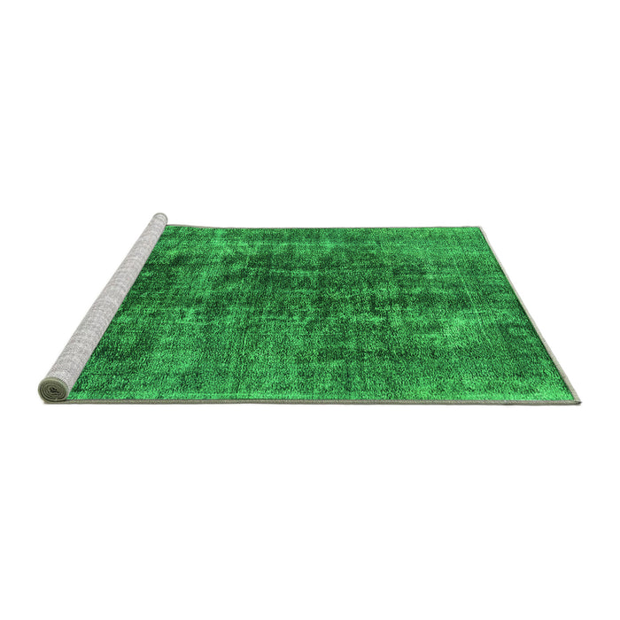 Sideview of Machine Washable Oriental Green Industrial Area Rugs, wshurb1808grn