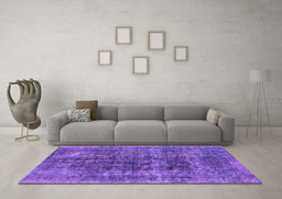 Machine Washable Oriental Purple Industrial Area Rugs in a Living Room, wshurb1808pur