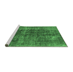 Sideview of Machine Washable Oriental Emerald Green Industrial Area Rugs, wshurb1808emgrn