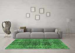Machine Washable Oriental Emerald Green Industrial Area Rugs in a Living Room,, wshurb1808emgrn