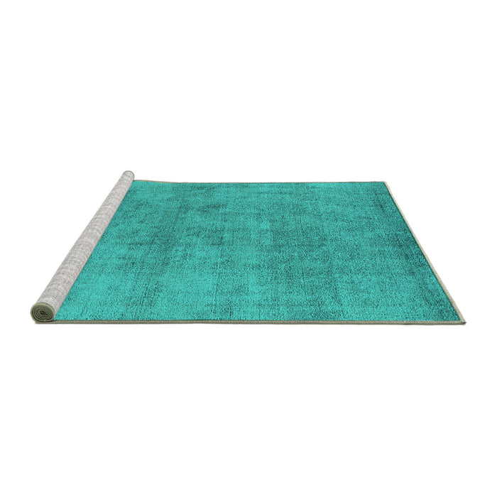 Sideview of Machine Washable Oriental Turquoise Industrial Area Rugs, wshurb1809turq
