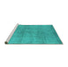 Sideview of Machine Washable Oriental Turquoise Industrial Area Rugs, wshurb1809turq