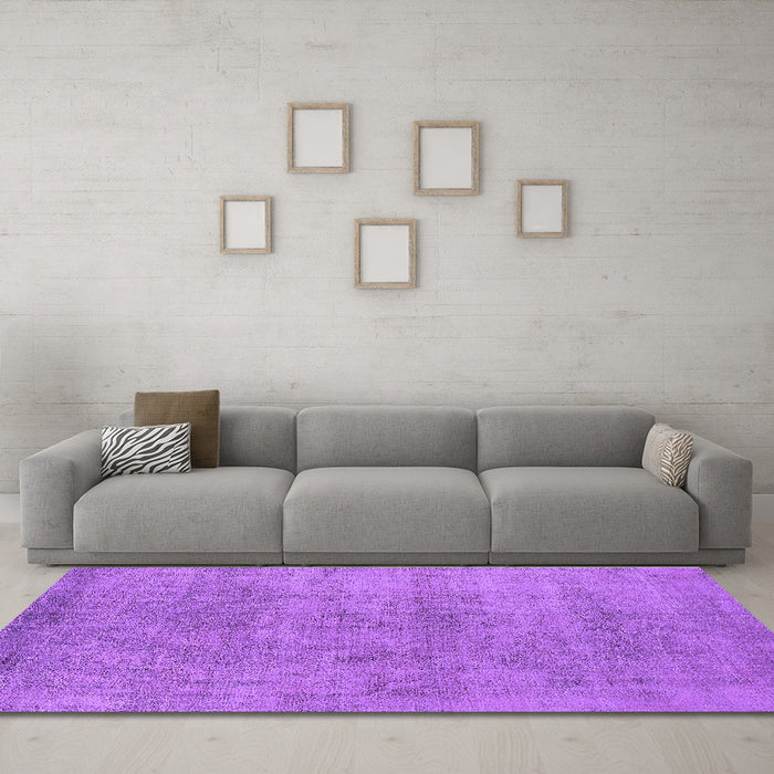 Machine Washable Oriental Purple Industrial Area Rugs in a Living Room, wshurb1809pur