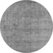 Round Machine Washable Oriental Gray Industrial Rug, wshurb1809gry