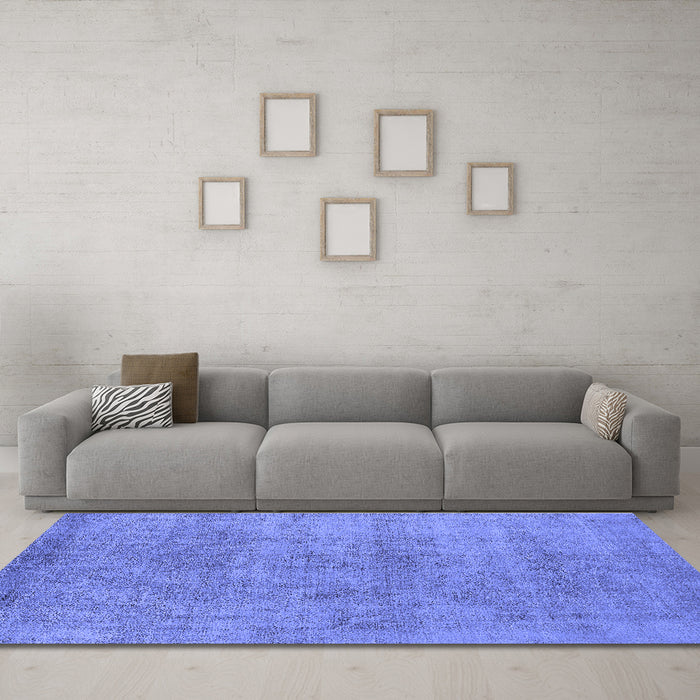 Machine Washable Oriental Blue Industrial Rug in a Living Room, wshurb1809blu