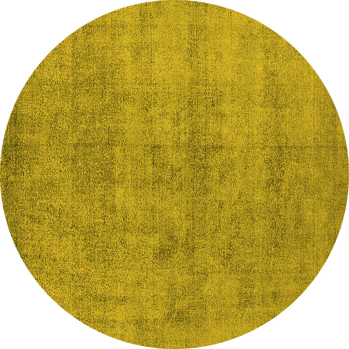 Round Oriental Yellow Industrial Rug, urb1809yw