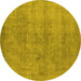 Round Oriental Yellow Industrial Rug, urb1809yw