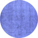 Round Oriental Blue Industrial Rug, urb1809blu