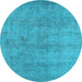 Round Oriental Light Blue Industrial Rug, urb1809lblu