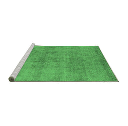 Sideview of Machine Washable Oriental Emerald Green Industrial Area Rugs, wshurb1809emgrn