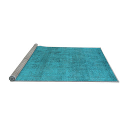 Sideview of Machine Washable Oriental Light Blue Industrial Rug, wshurb1809lblu
