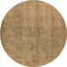 Round Oriental Brown Industrial Rug, urb1809brn