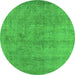 Round Oriental Green Industrial Rug, urb1809grn