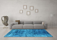 Machine Washable Oriental Light Blue Industrial Rug, wshurb1810lblu