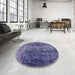 Round Mid-Century Modern Purple Oriental Rug in a Office, urb1810