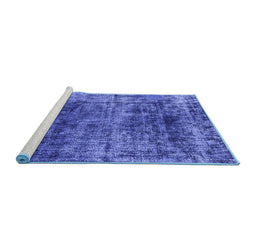 Sideview of Machine Washable Oriental Blue Industrial Rug, wshurb1810blu