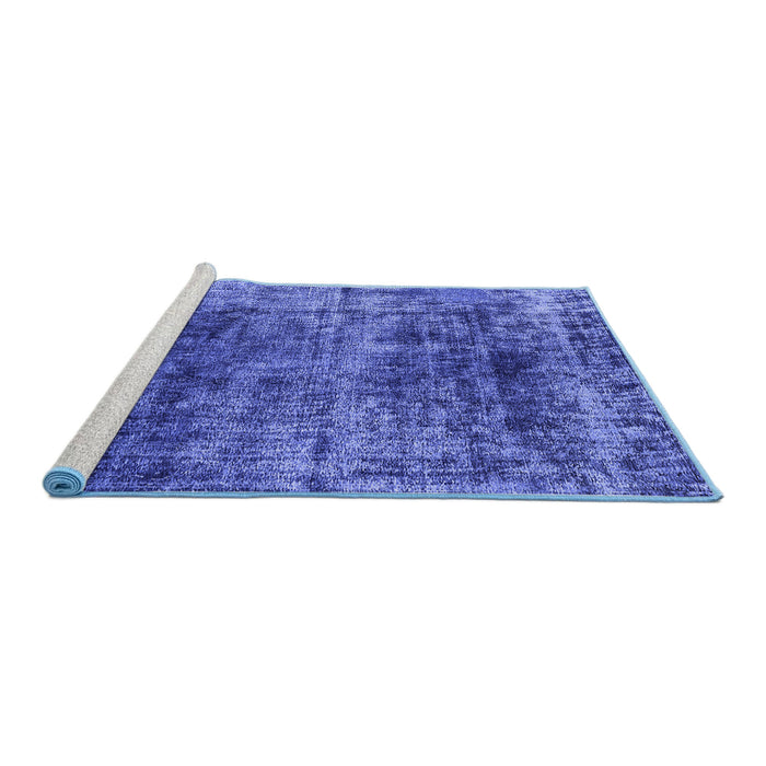Sideview of Machine Washable Oriental Blue Industrial Rug, wshurb1810blu