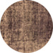 Round Machine Washable Oriental Brown Industrial Rug, wshurb1810brn