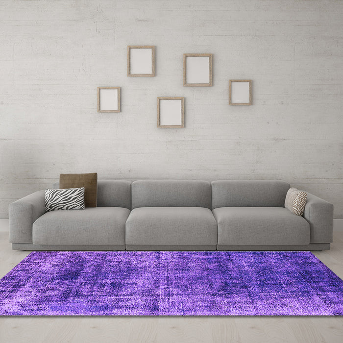 Machine Washable Oriental Purple Industrial Area Rugs in a Living Room, wshurb1810pur