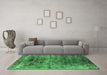 Machine Washable Oriental Green Industrial Area Rugs in a Living Room,, wshurb1810grn