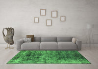 Machine Washable Oriental Green Industrial Rug, wshurb1810grn