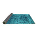 Sideview of Oriental Turquoise Industrial Rug, urb1810turq