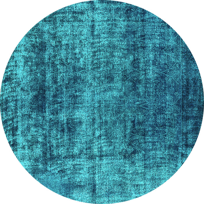 Round Machine Washable Oriental Turquoise Industrial Area Rugs, wshurb1810turq