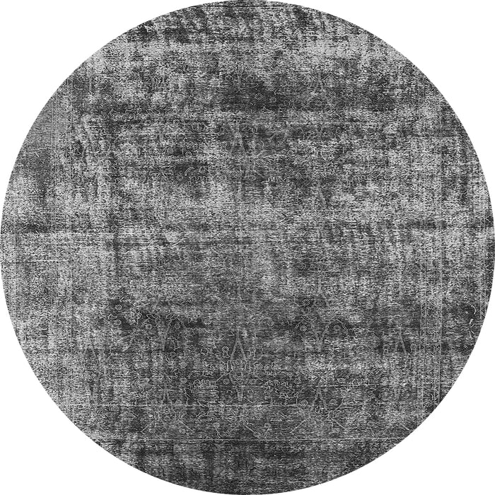 Round Machine Washable Oriental Gray Industrial Rug, wshurb1810gry
