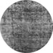 Round Machine Washable Oriental Gray Industrial Rug, wshurb1810gry