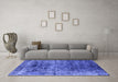 Machine Washable Oriental Blue Industrial Rug in a Living Room, wshurb1810blu