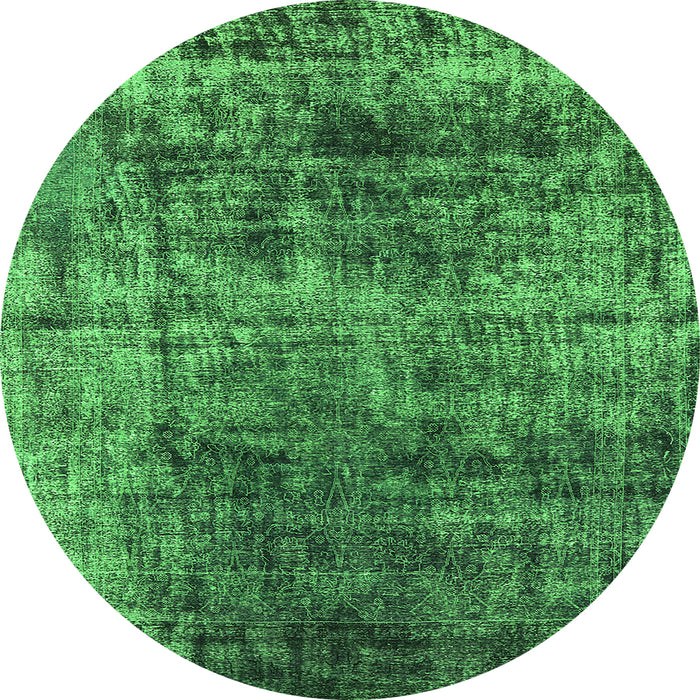 Round Oriental Green Industrial Rug, urb1810grn