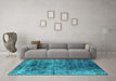 Machine Washable Oriental Turquoise Industrial Area Rugs in a Living Room,, wshurb1810turq