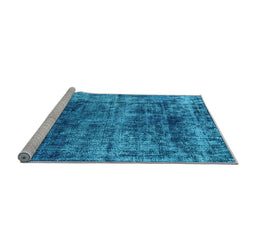 Sideview of Machine Washable Oriental Light Blue Industrial Rug, wshurb1810lblu