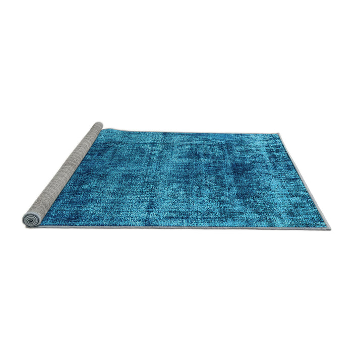 Sideview of Machine Washable Oriental Light Blue Industrial Rug, wshurb1810lblu