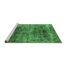 Sideview of Machine Washable Oriental Emerald Green Industrial Area Rugs, wshurb1810emgrn
