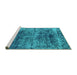 Sideview of Machine Washable Oriental Turquoise Industrial Area Rugs, wshurb1810turq