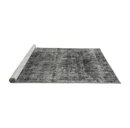 Sideview of Machine Washable Oriental Gray Industrial Rug, wshurb1810gry