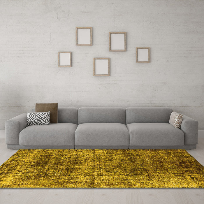 Machine Washable Oriental Yellow Industrial Rug in a Living Room, wshurb1810yw