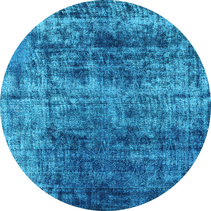 Round Oriental Light Blue Industrial Rug, urb1810lblu
